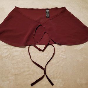 Bloch burgundy wrap skirt.
